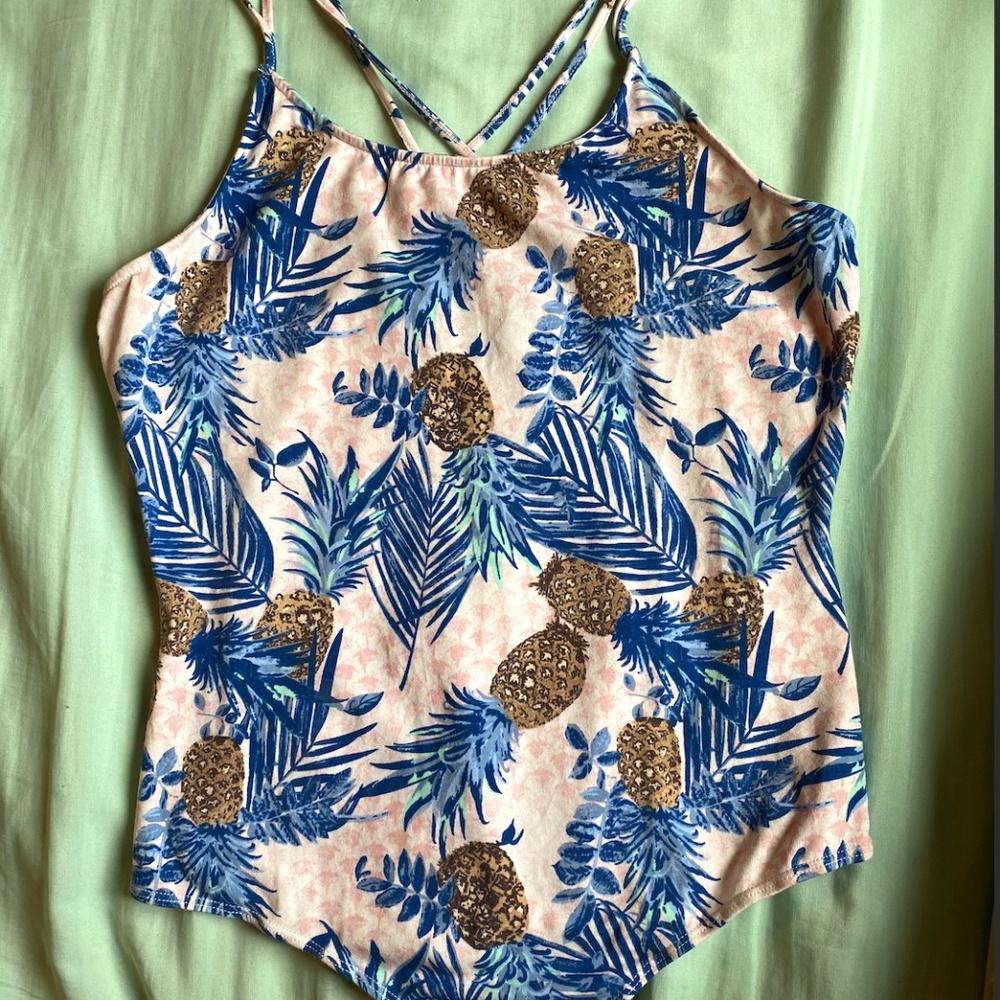 Pacsun Pineapple Floral BodySuit - size LARGE